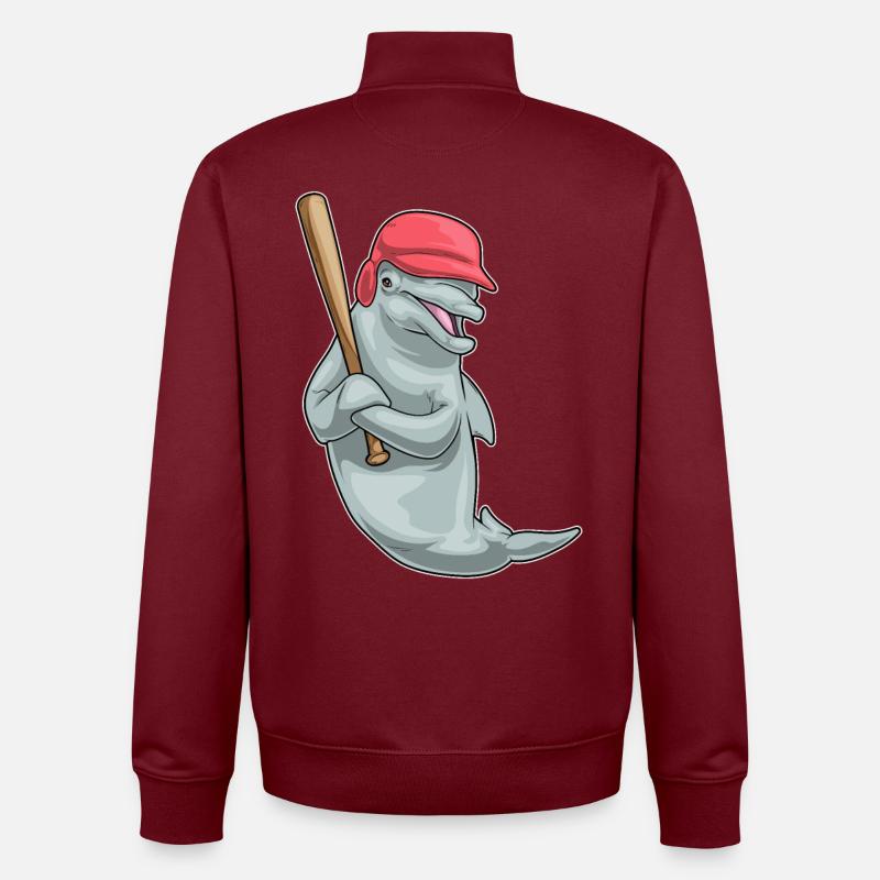 Delfin Baseball Baseballschläger - Unisex Organic Zip Sweatshirt von Stanley/Stella - Burgunderrot