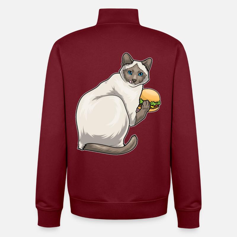 Siamkatze Cheeseburger - Unisex Organic Zip Sweatshirt von Stanley/Stella - Burgunderrot