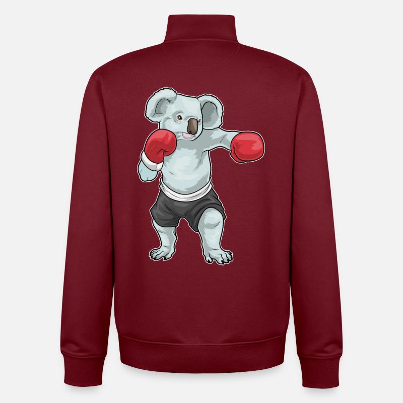 Koala Boxer Boxing Gloves Boxing - Unisex Organic Zip Sweatshirt by Stanley/Stella - burgundy