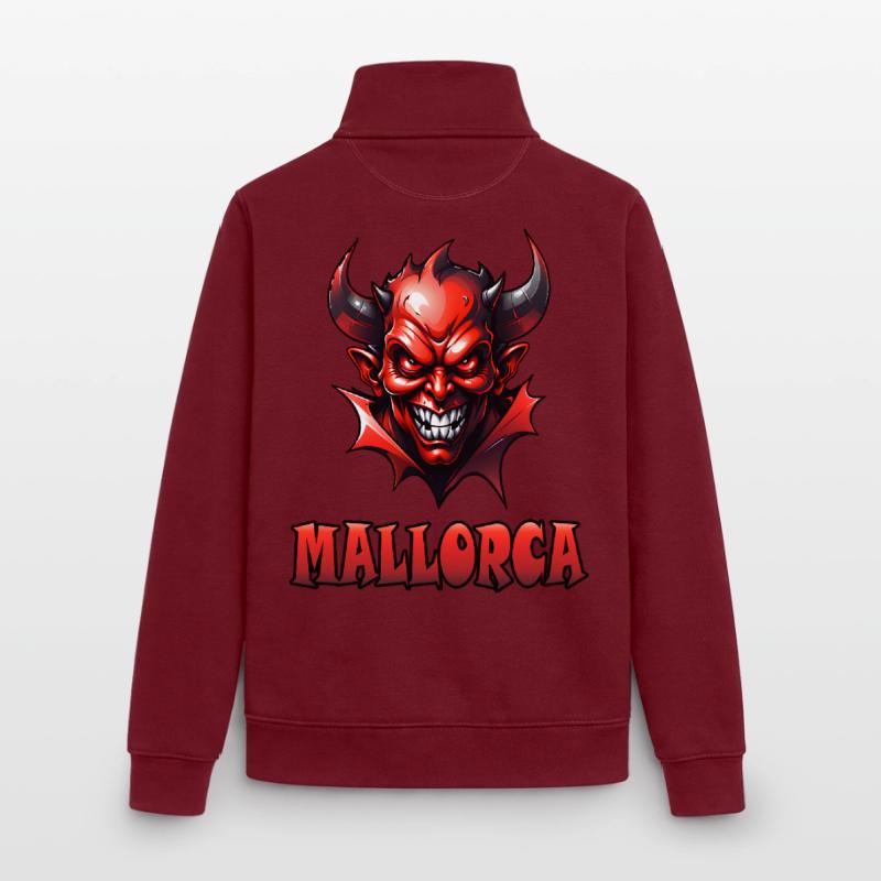 Mallorca with Red Devil Unisex Organic Zip Sweatshirt by Stanley/Stella