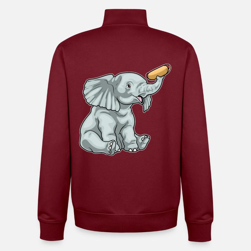 Hot-dog éléphant - Sweat zippé unisexe en coton bio Stanley/Stella - bordeaux