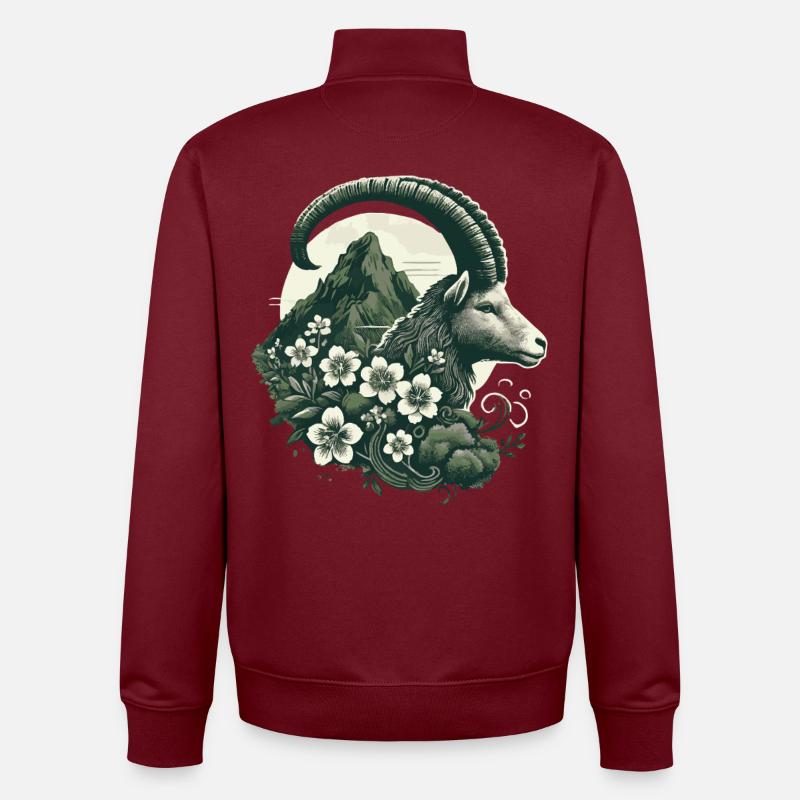 Steinbock Sternzeichen - Bergziege Astrologie - Unisex Organic Zip Sweatshirt von Stanley/Stella - Burgunderrot
