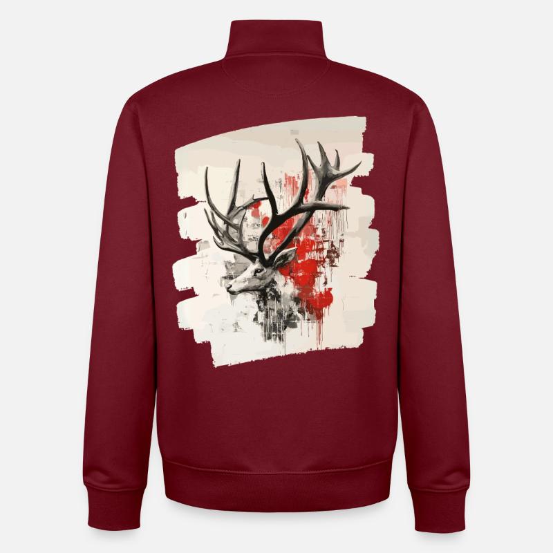 Hirsch mit Geweih - Unisex Organic Zip Sweatshirt von Stanley/Stella - Burgunderrot
