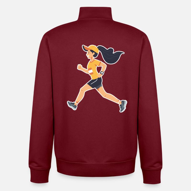 Läuferin Comic - Unisex Organic Zip Sweatshirt von Stanley/Stella - Burgunderrot