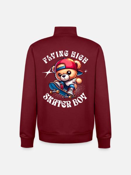Skater teddy bear on skateboard - Unisex Organic Zip Sweatshirt by Stanley/Stella - burgundy