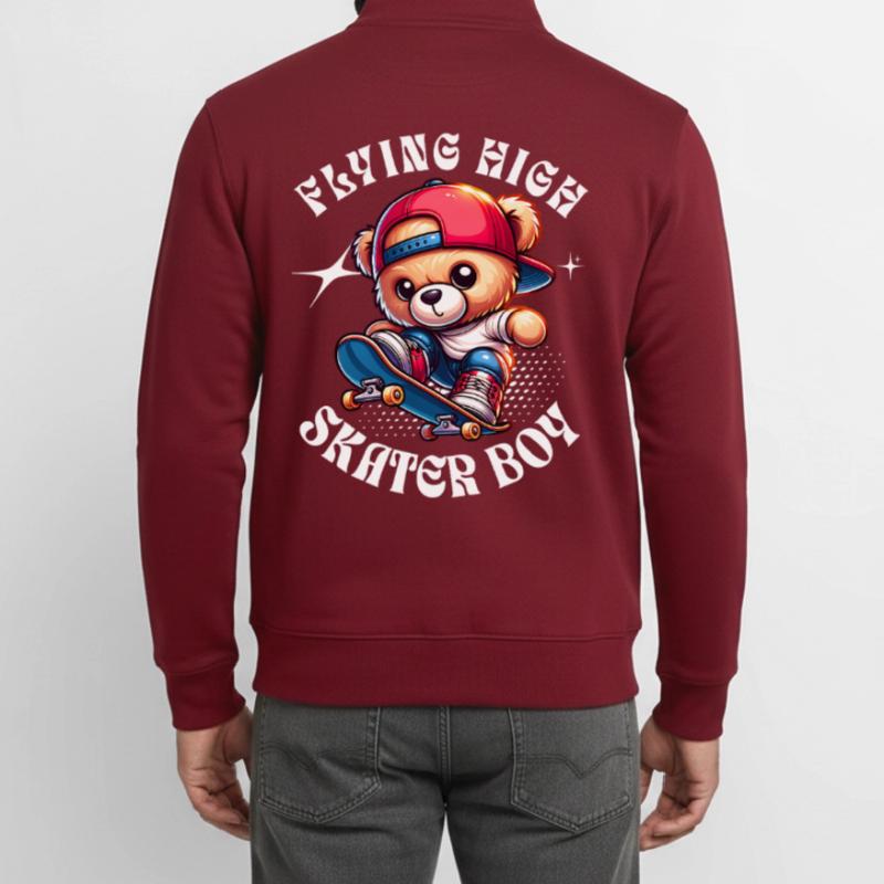 Skater Teddybär auf Skateboard Unisex Organic Zip Sweatshirt von Stanley/Stella