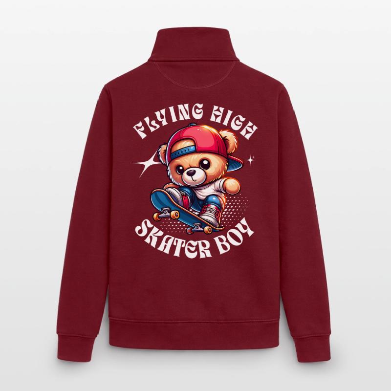 Skater Teddybär auf Skateboard Unisex Organic Zip Sweatshirt von Stanley/Stella