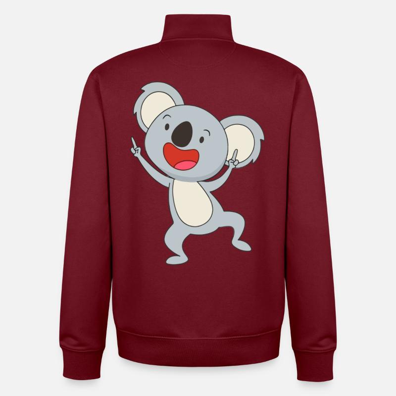 Koala dansant Joy - Sweat zippé unisexe en coton bio Stanley/Stella - bordeaux