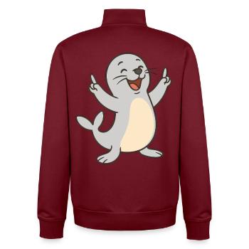 Cheerful seal - Unisex Organic Zip Sweatshirt by Stanley/Stella - burgundy - Back - AI Model Male 185 dark (185cm)