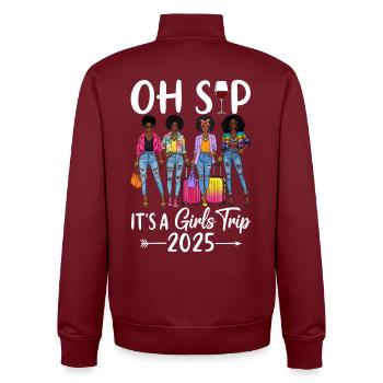 Girls Trip 2025 Illustration de mode - Sweat zippé unisexe en coton bio Stanley/Stella - bordeaux - Dos - AI Model Male 185 dark (185cm)