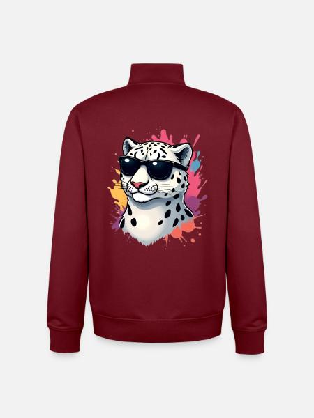 Casual cheetah with sunglasses - Unisex Organic Zip Sweatshirt by Stanley/Stella - burgundy