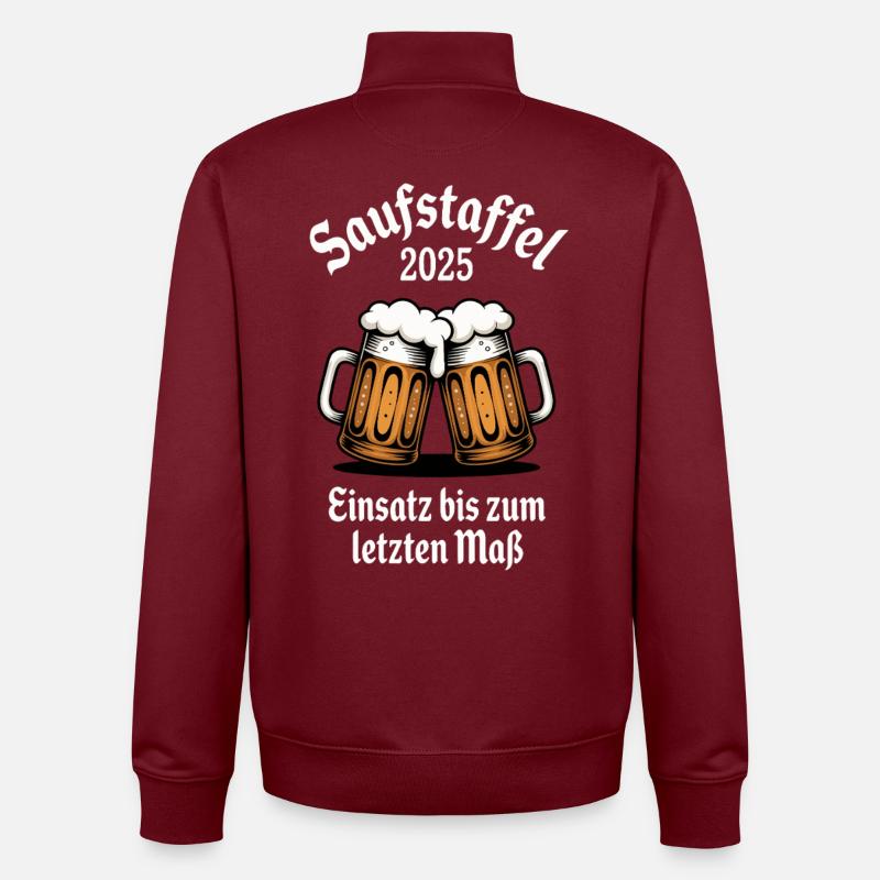 Saufstaffel 2025 Bier Volksfest - Sweat zippé unisexe en coton bio Stanley/Stella - bordeaux