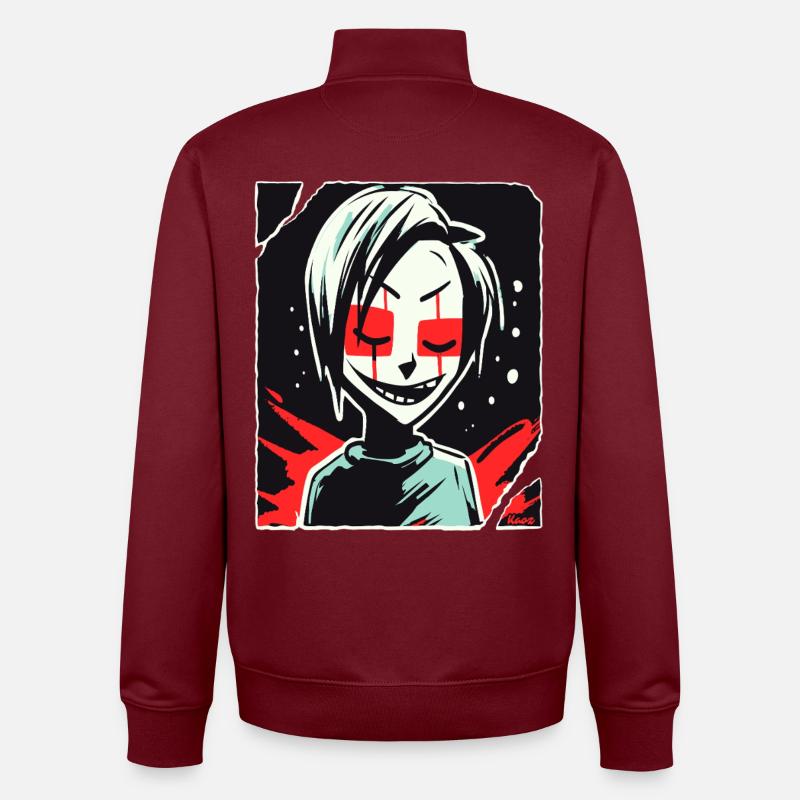 Dunkle humanoide Leinwandkunst - Unisex Organic Zip Sweatshirt von Stanley/Stella - Burgunderrot