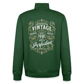 Vintage Anniversary Design 1981 - Unisex Organic Zip Sweatshirt by Stanley/Stella - bottle green - Back - AI Model Male 185 dark (185cm)
