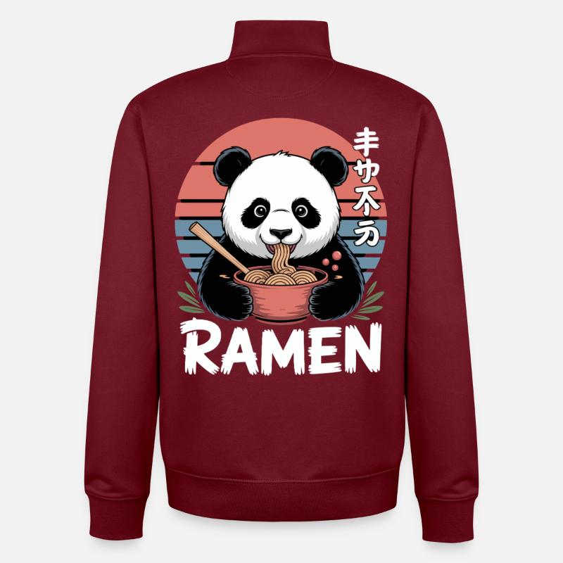 Bol à ramen Kawaii Panda - Sweat zippé unisexe en coton bio Stanley/Stella - bordeaux