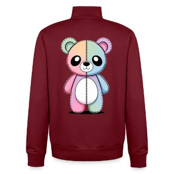 Kawaii Pastel Goth Patched Bear - Sweat zippé unisexe en coton bio Stanley/Stella - bordeaux - Dos - AI Model Male 185 dark (185cm)