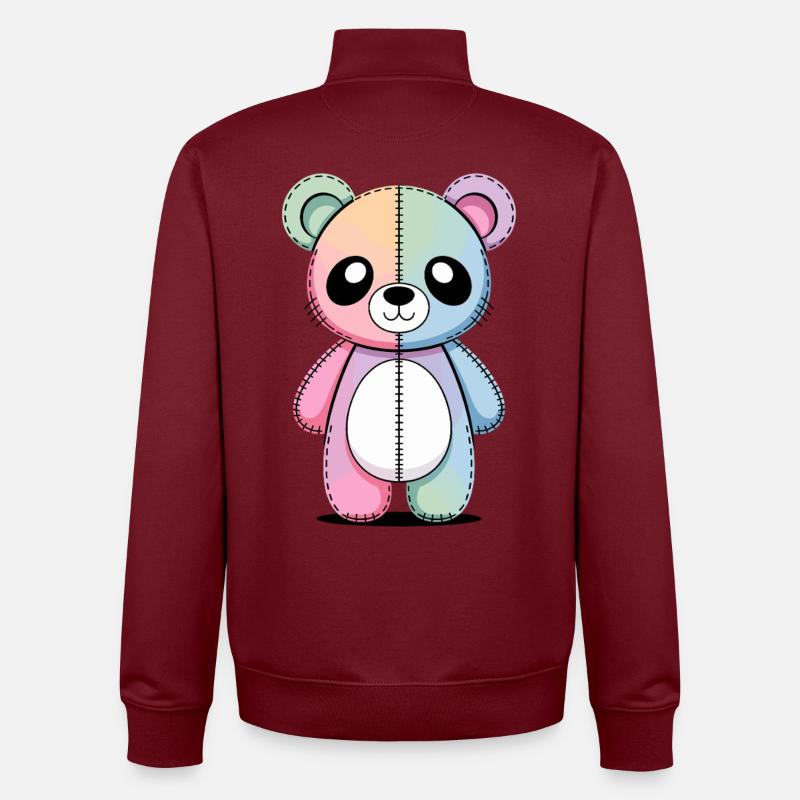 Kawaii Pastel Goth Patched Bear - Sweat zippé unisexe en coton bio Stanley/Stella - bordeaux