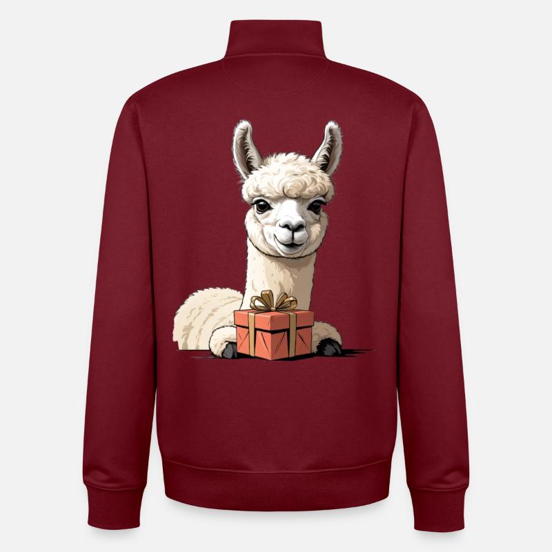 Alpaka mit Geschenkbox - Unisex Organic Zip Sweatshirt von Stanley/Stella - Burgunderrot