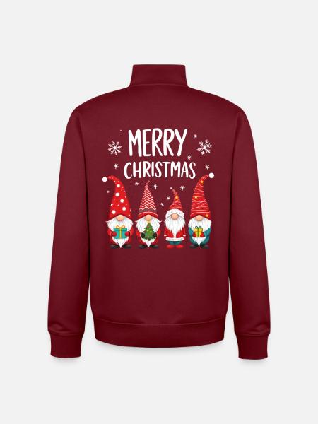 Merry Christmas Gnome Winter Magic - Unisex Organic Zip Sweatshirt by Stanley/Stella - burgundy