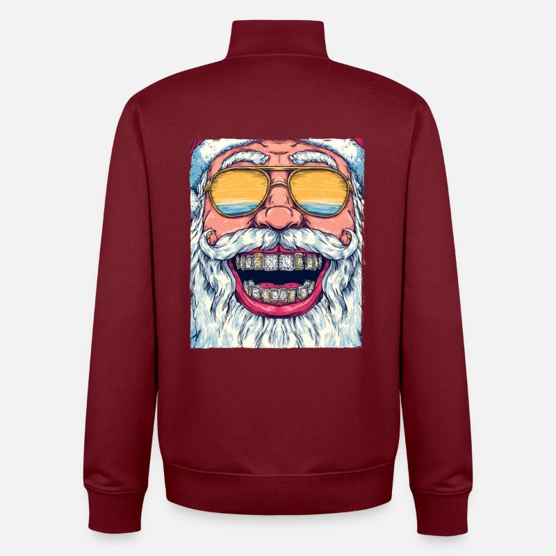 Père Noël Cool Noël - Sweat zippé unisexe en coton bio Stanley/Stella - bordeaux