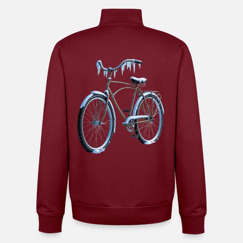 Vélo givré en hiver - Sweat zippé unisexe en coton bio Stanley/Stella - bordeaux