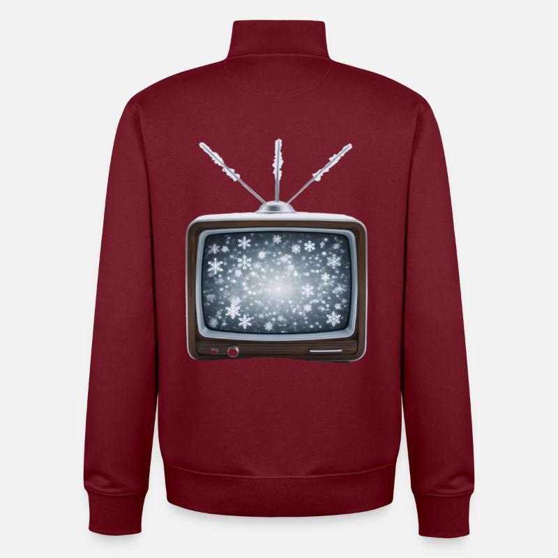 Winter Retro-TV Schneeflocken - Unisex Organic Zip Sweatshirt von Stanley/Stella - Burgunderrot