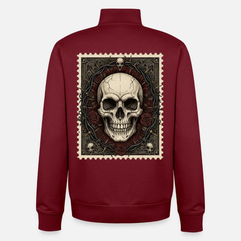 Totenschädel Krone aus Rosen Gothic Kunst - Unisex Organic Zip Sweatshirt von Stanley/Stella - Burgunderrot