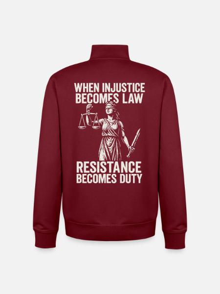 When injustice becomes right, resistance becomes - Unisex Organic Zip Sweatshirt by Stanley/Stella - burgundy