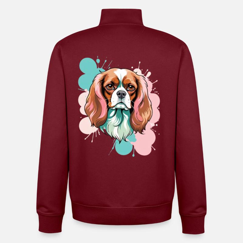 Cavalier King Charles Spaniel arbexplosion - Sweat zippé unisexe en coton bio Stanley/Stella - bordeaux