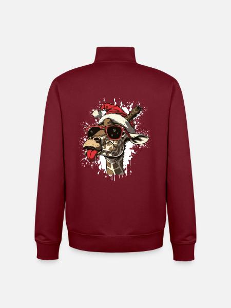 Giraffe Christmas Funny - Unisex Organic Zip Sweatshirt by Stanley/Stella - burgundy