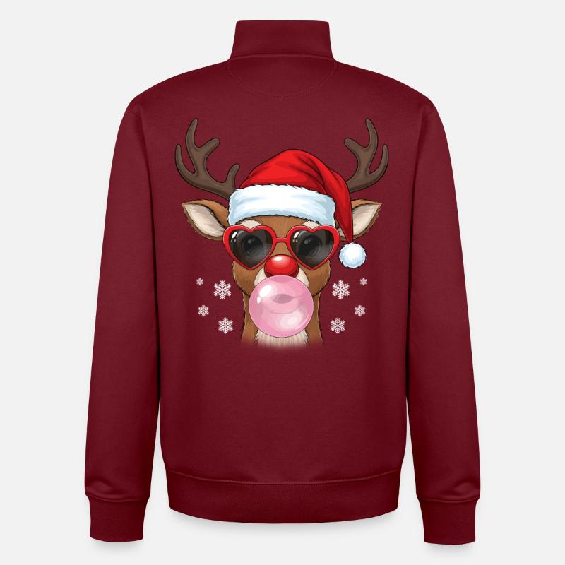 Chewing-gum de renne - Sweat zippé unisexe en coton bio Stanley/Stella - bordeaux