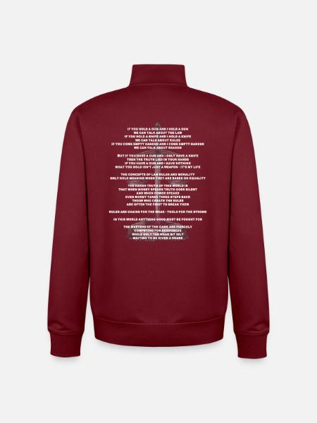 Philosophical reflection on justice and power - Unisex Organic Zip Sweatshirt by Stanley/Stella - burgundy