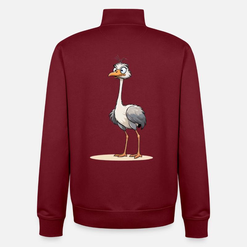 Oiseau d’autruche curieux avec vue éclair - Sweat zippé unisexe en coton bio Stanley/Stella - bordeaux