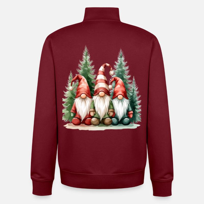 Drei Gartenzwerge im Winterwald - Unisex Organic Zip Sweatshirt von Stanley/Stella - Burgunderrot
