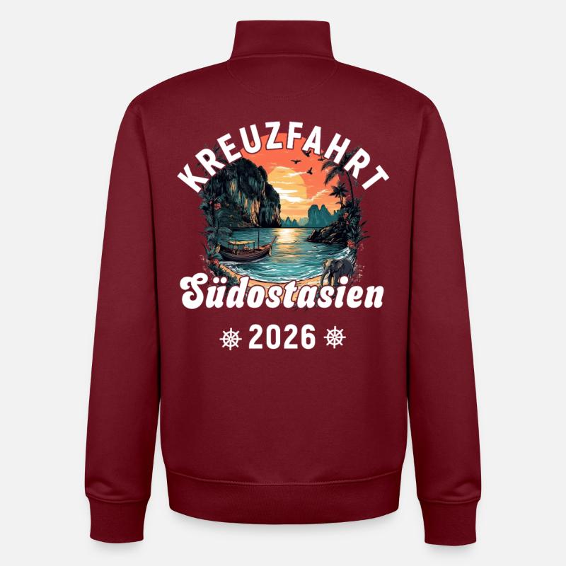 Croisière Asie du Sud-Est 2026 - Sweat zippé unisexe en coton bio Stanley/Stella - bordeaux
