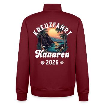 Kanaren Kreuzfahrt 2026 - Unisex Organic Zip Sweatshirt von Stanley/Stella - Burgunderrot - Hinten - AI Model Male 185 dark (185cm)