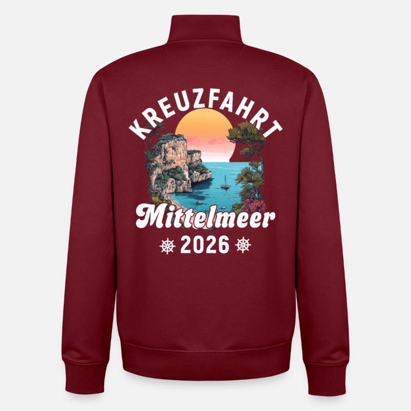 Croisière Méditerranée 2026 - Sweat zippé unisexe en coton bio Stanley/Stella - bordeaux