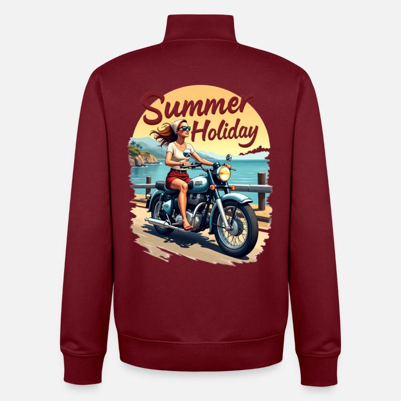 Moto vacances d’été motard - Sweat zippé unisexe en coton bio Stanley/Stella - bordeaux