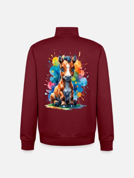 Regenbogenpony im Farbklecks - Unisex Organic Zip Sweatshirt von Stanley/Stella - Burgunderrot