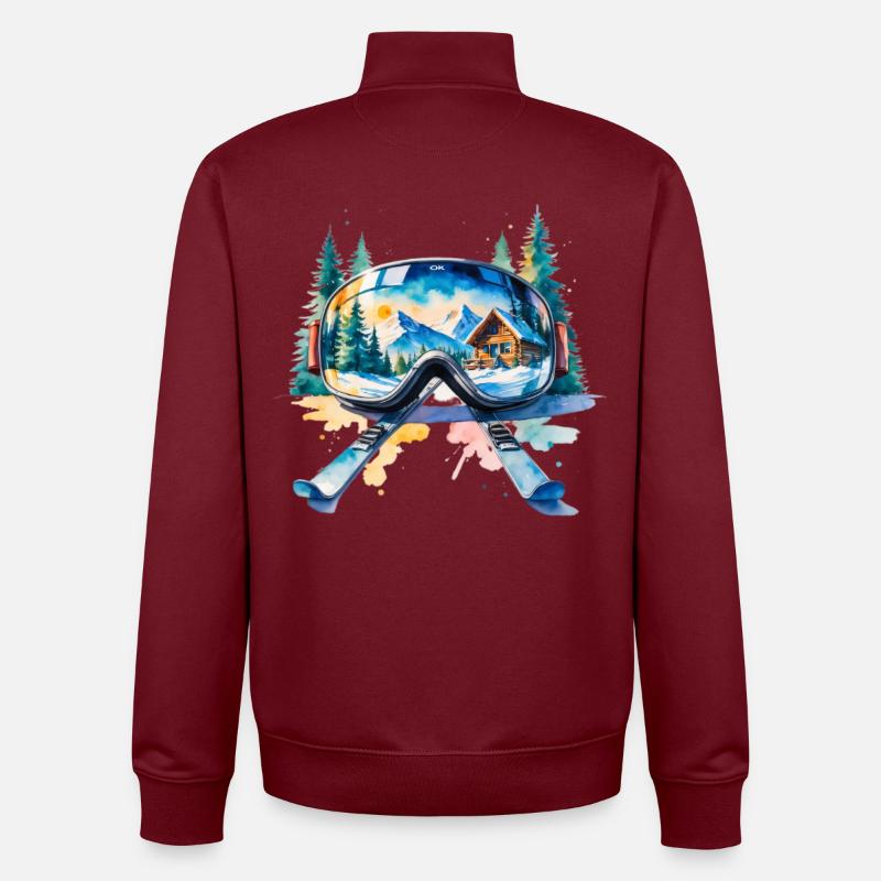 Winterlandschaft Skigoggles - Unisex Organic Zip Sweatshirt von Stanley/Stella - Burgunderrot