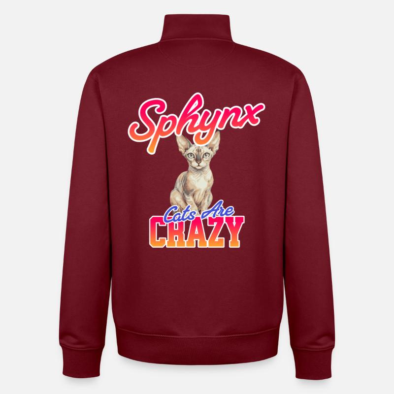 Sphynx Chat Drôle - Sweat zippé unisexe en coton bio Stanley/Stella - bordeaux