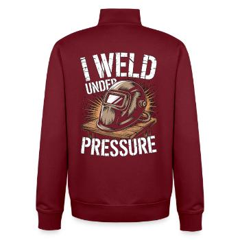 Welder I Weld Under Pressure Mechanic Workshop - Unisex Organic Zip Sweatshirt by Stanley/Stella - burgundy - Back - AI Model Male 185 dark (185cm)