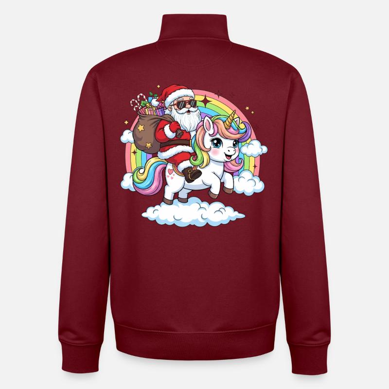 Weihnachtsmann Einhorn  - Unisex Organic Zip Sweatshirt von Stanley/Stella - Burgunderrot