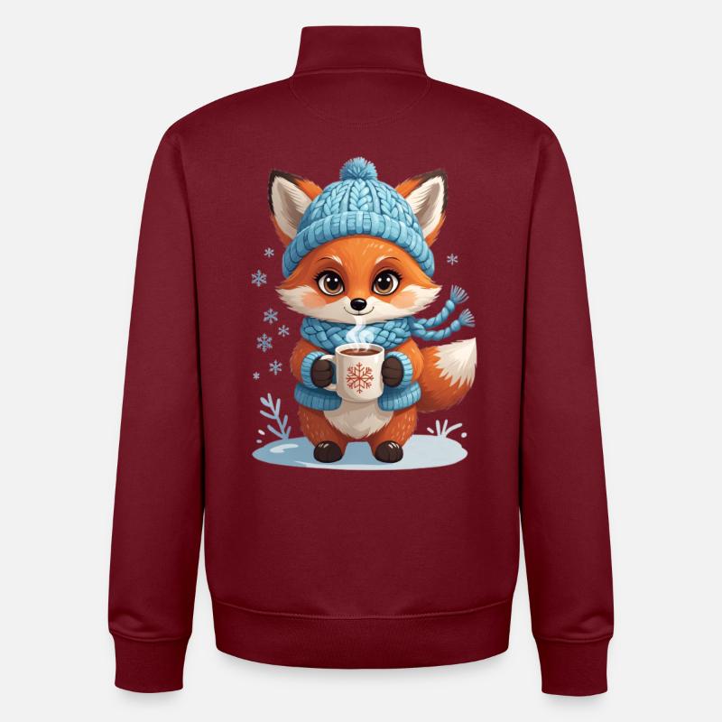 Winterfuchs mit Kakao - Unisex Organic Zip Sweatshirt von Stanley/Stella - Burgunderrot