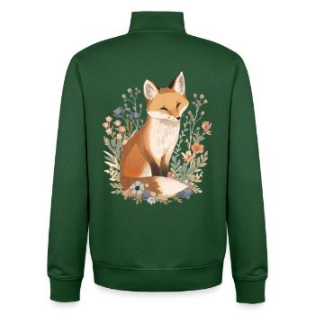 Floral Fuchsillustration mit zarten Wildblumen - Unisex Organic Zip Sweatshirt von Stanley/Stella - Flaschengrün - Hinten - AI Model Male 185 dark (185cm)