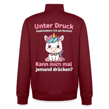 unter druck einhorn shirt, lustiger Spruch - Unisex Organic Zip Sweatshirt von Stanley/Stella - Burgunderrot - Hinten - AI Model Male 185 dark (185cm)