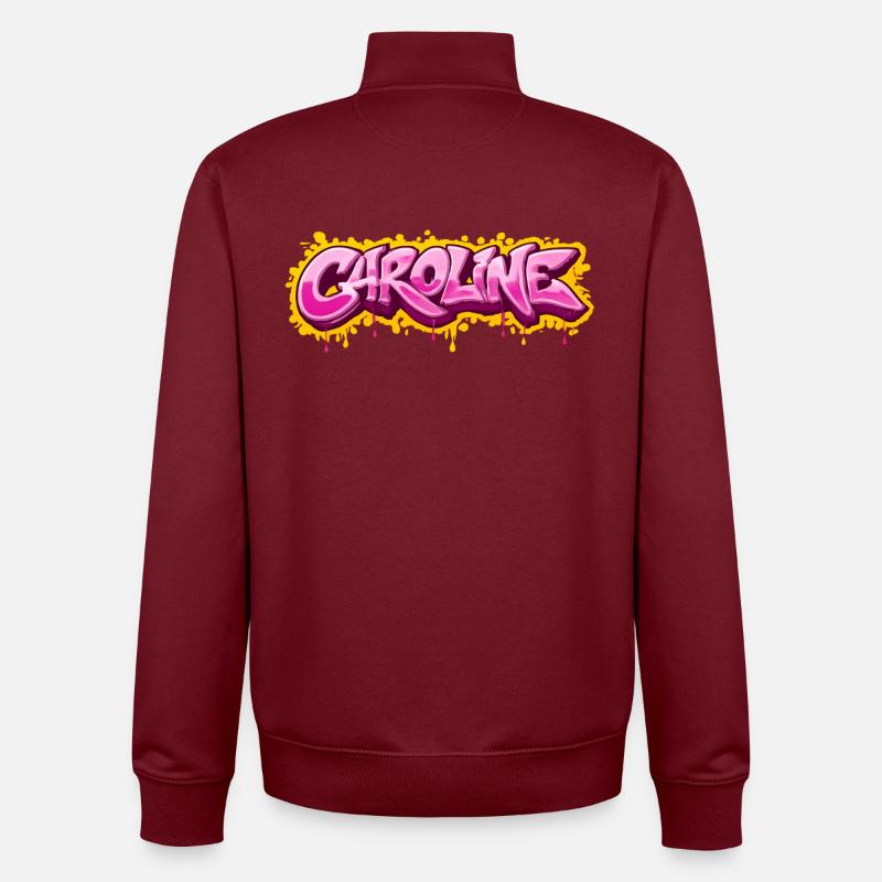 GRAFFITI NAME CAROLINE FOR PERFECT GIFT PRINTABL - Unisex Organic Zip Sweatshirt by Stanley/Stella - burgundy