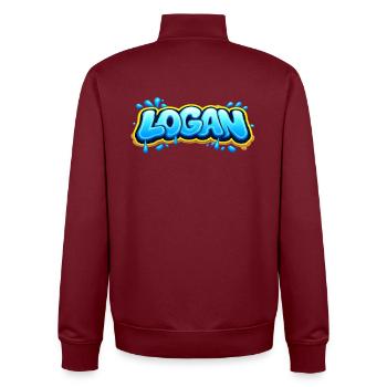 LOGAN GRAFFITI NAME FOR PERFECT GIFT PRINTABLE - Unisex Organic Zip Sweatshirt by Stanley/Stella - burgundy - Back - AI Model Male 185 dark (185cm)
