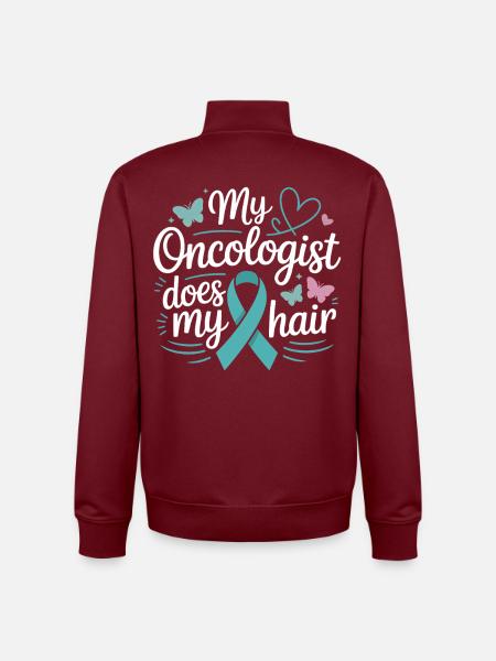 My Oncologist Does My Hair - Unisex Organic Zip Sweatshirt by Stanley/Stella - burgundy