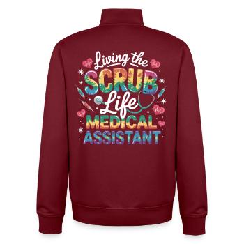 Vie en Scrub : Assistance médicale - Sweat zippé unisexe en coton bio Stanley/Stella - bordeaux - Dos - AI Model Male 185 dark (185cm)